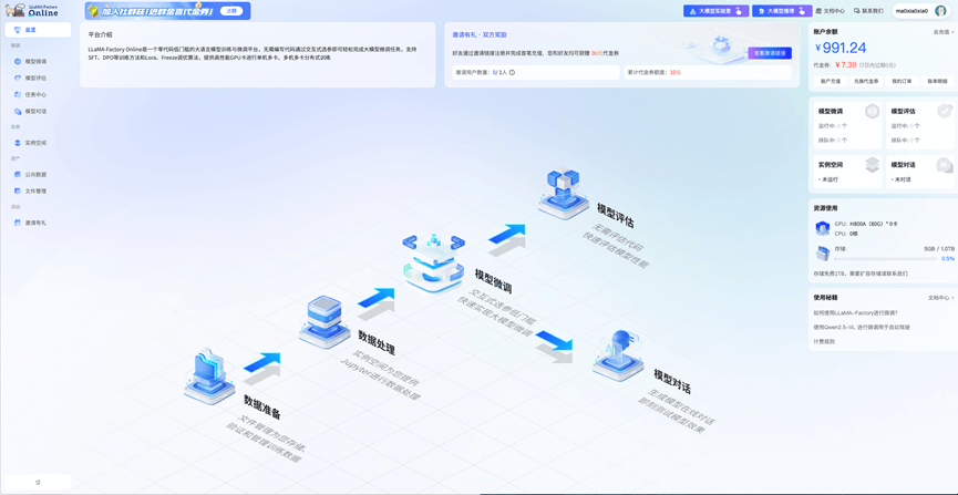 LLaMA-Factory Online 产品截图 2