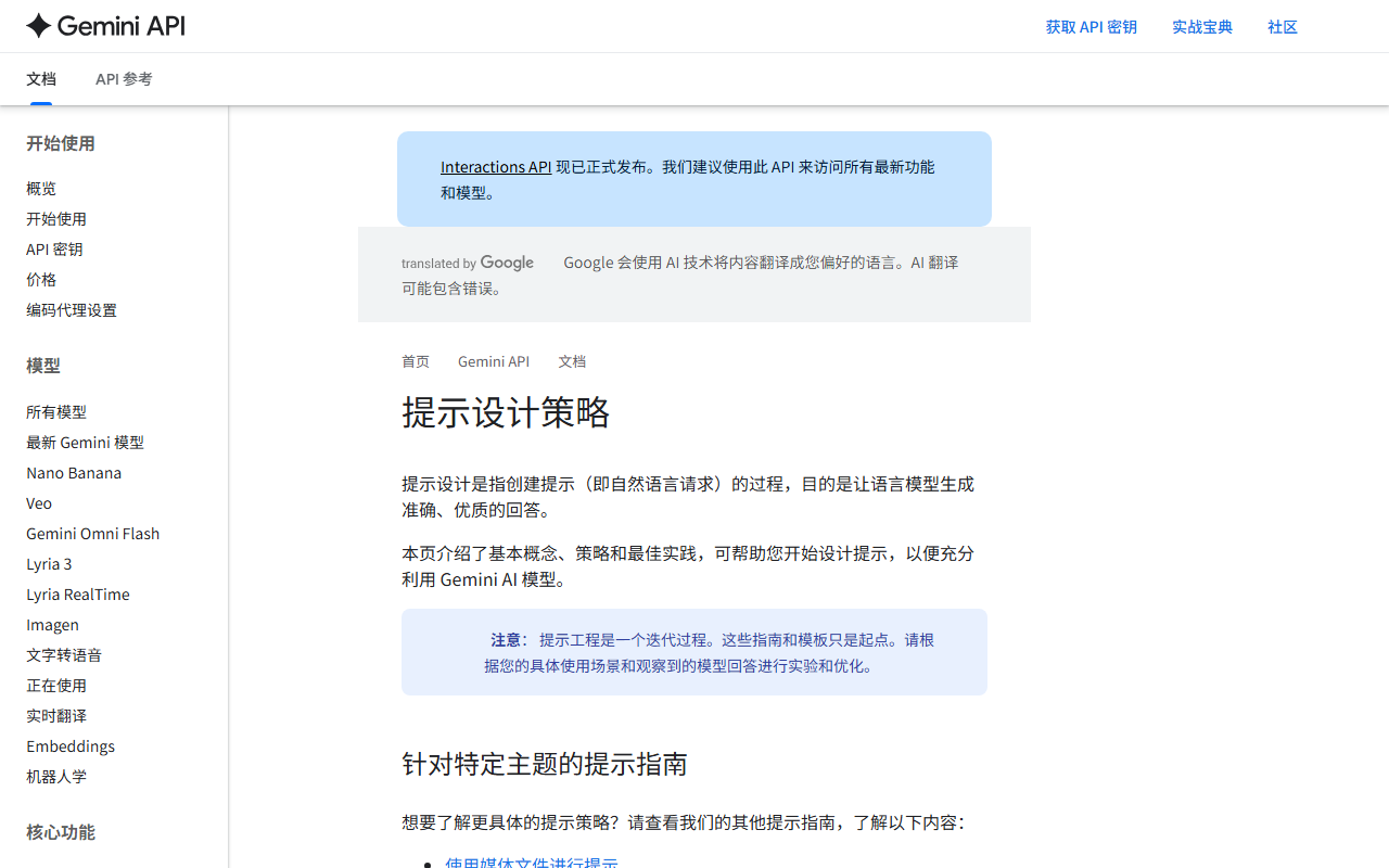Google Prompting Strategies 官网截图