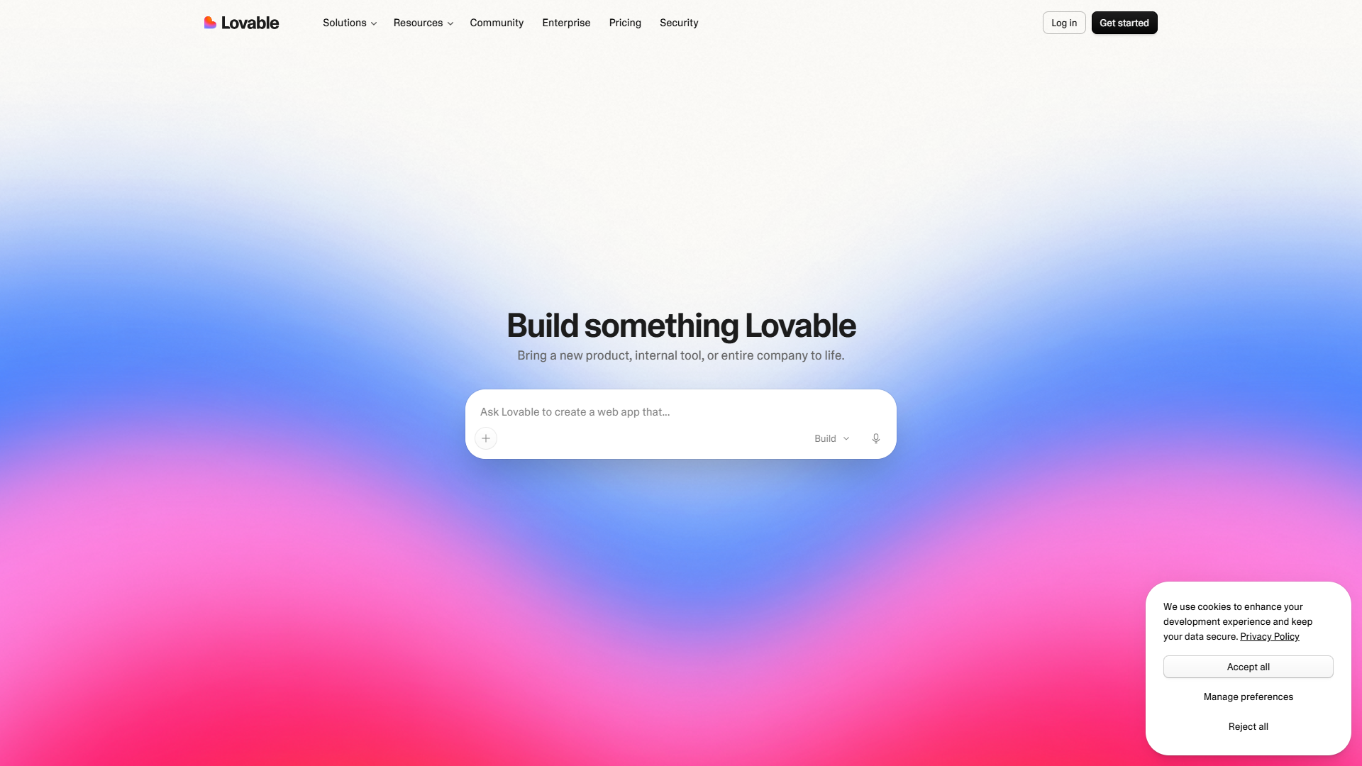 Lovable 官网首页截图(2026-09-17 采集)