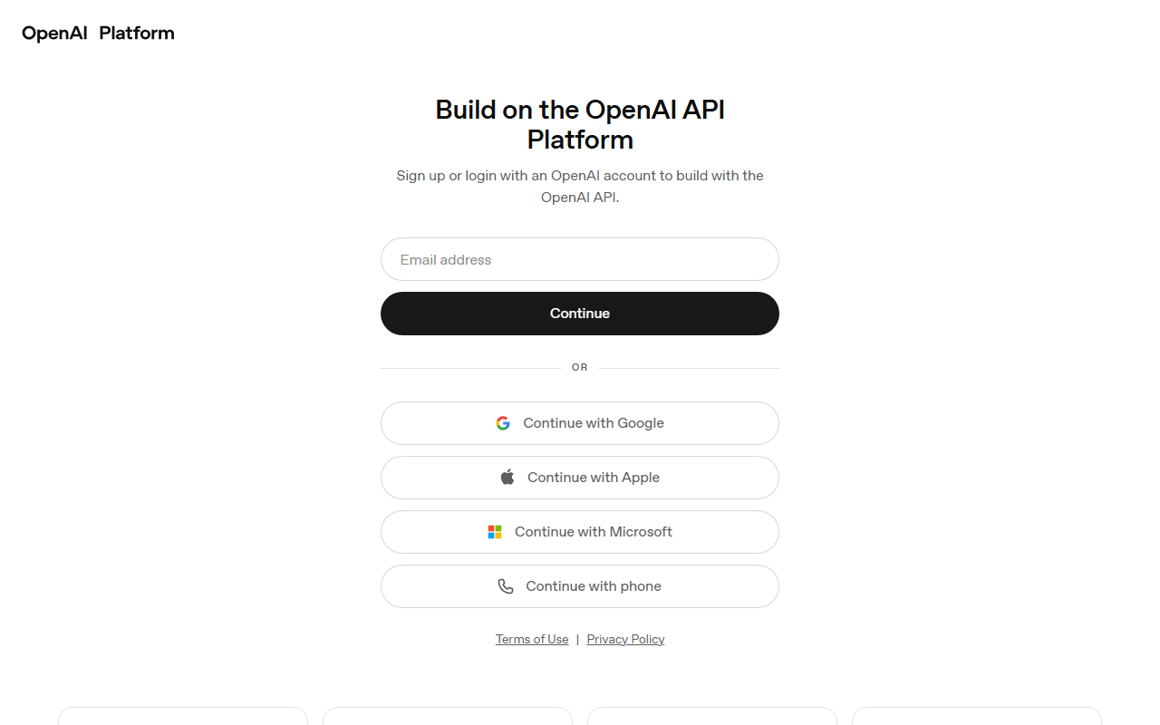 OpenAI Platform 官网截图